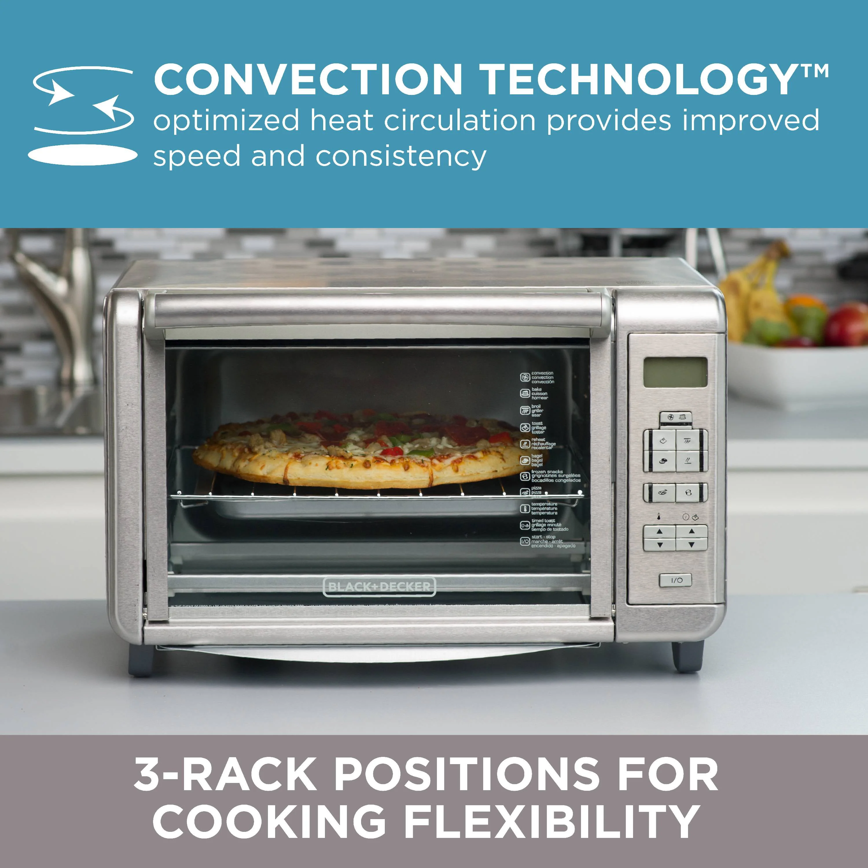BLACK+DECKER 6 - Slice Digital Convection Toaster Oven, Stainless Steel, TO3280SSD