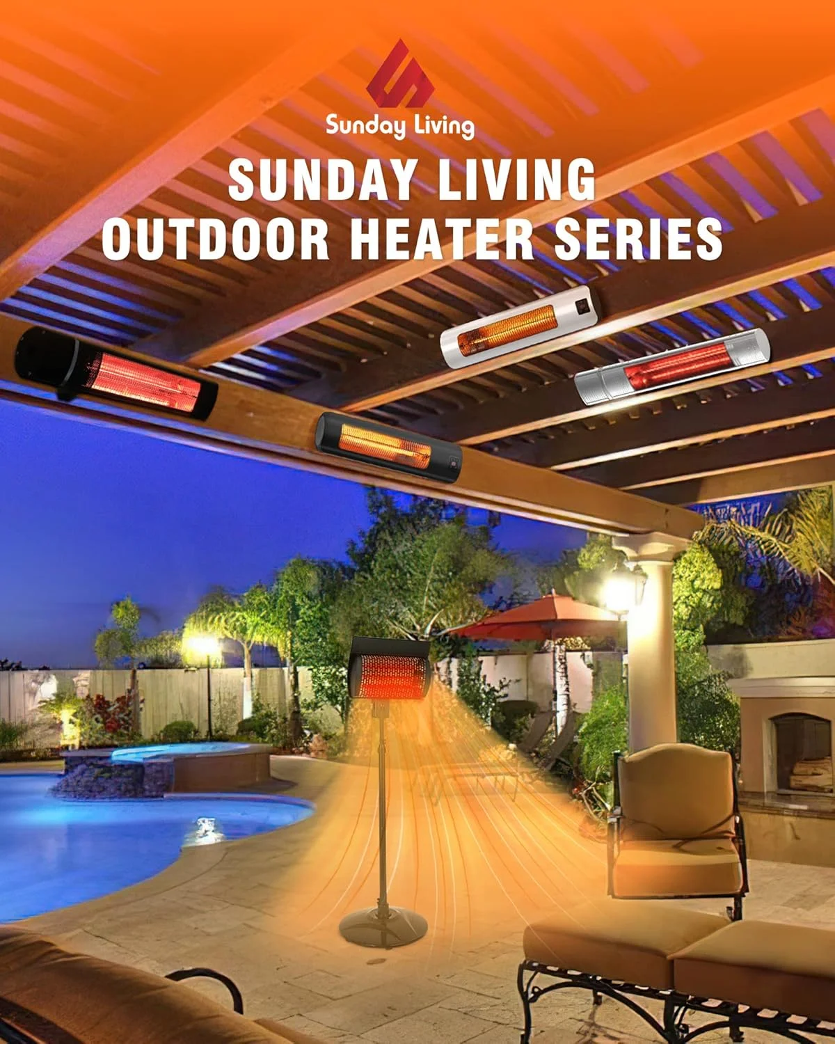 Airo Comfort Electric Patio Heater 1500W �?Wall-Mount Outdoor Infrared Heater with Carbon Tube Heating