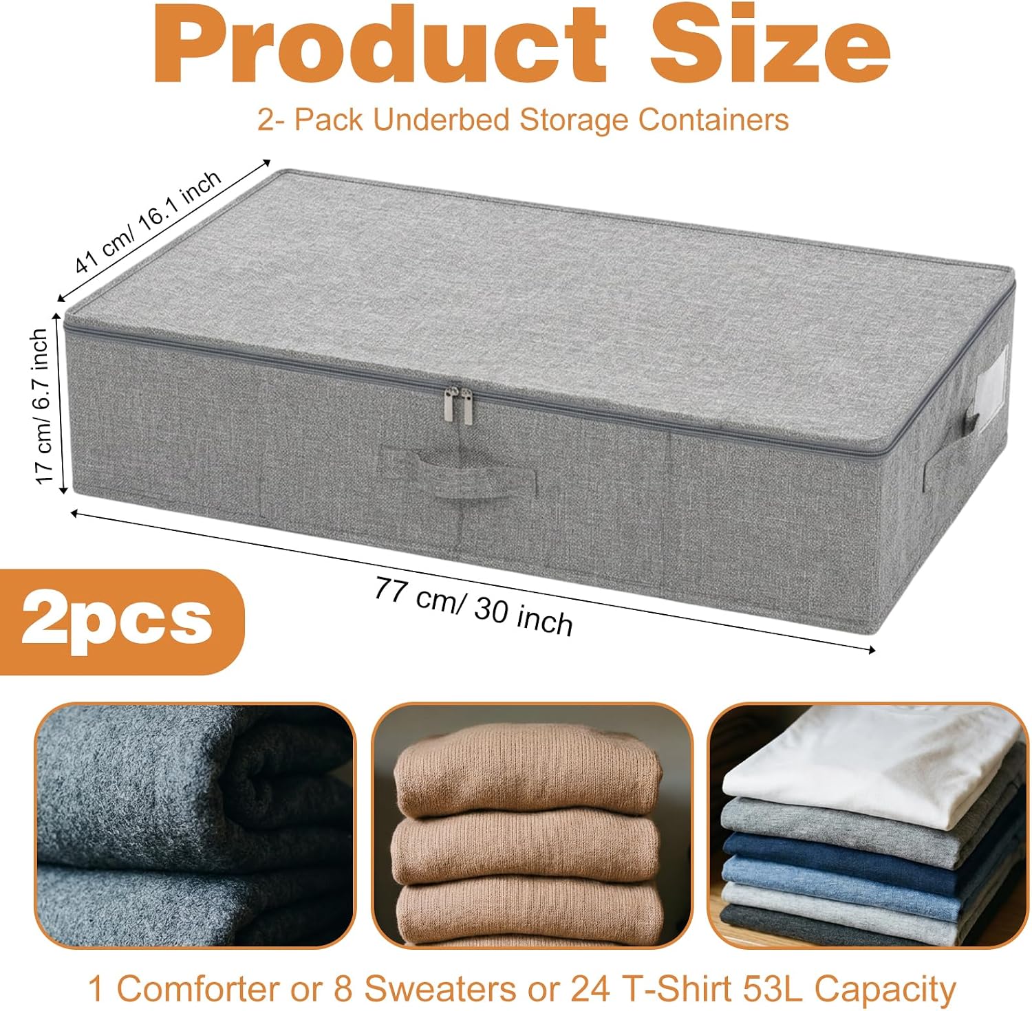 2-Pack Under Bed Storage Containers with Lids, 6.7