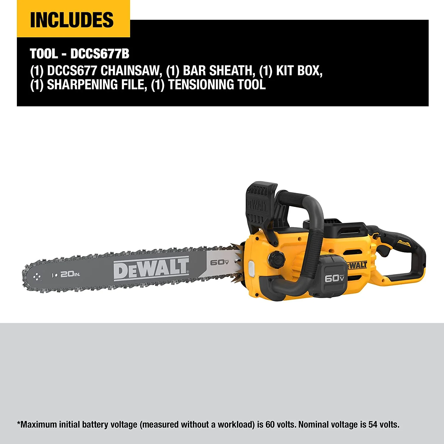 Dewalt 60V Max* Brushless Cordless 20 In. Chainsaw (Tool Only)