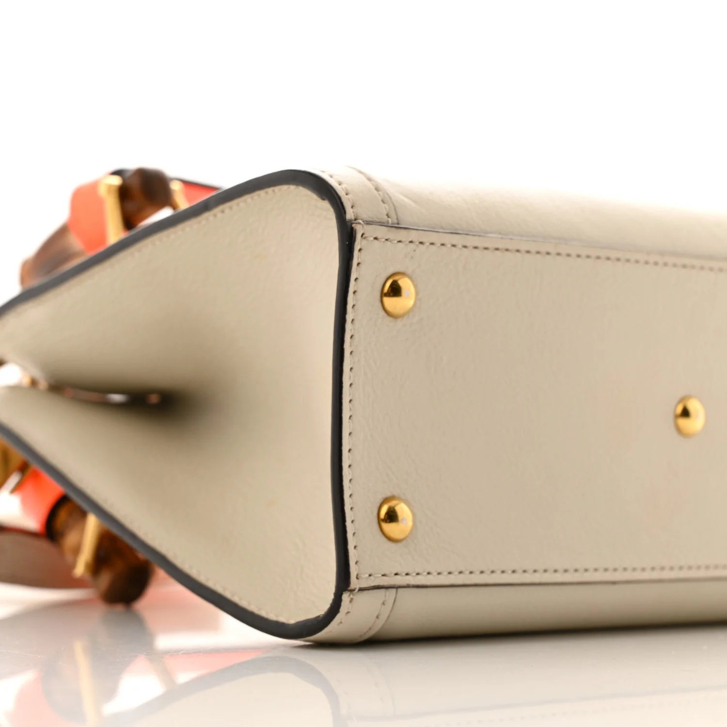 Wonka Grain Calfskin Mini Diana Tote Bag Mystic White Orange Fluo
