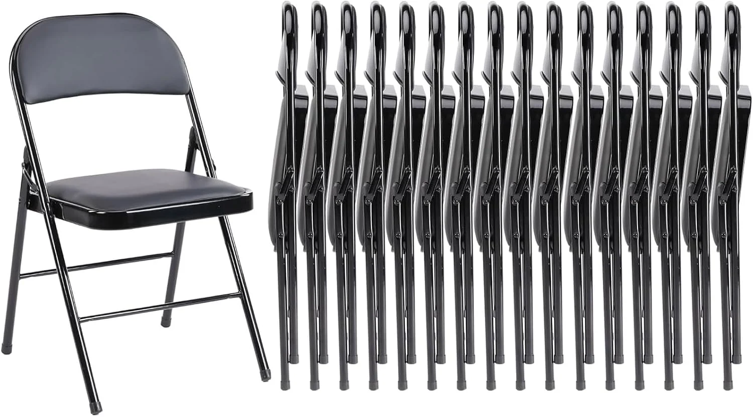 Lot de 12 chaises pliantes Sweetcrispy, chaises pliantes rembourrées en cuir, chaises pliantes robustes en métal