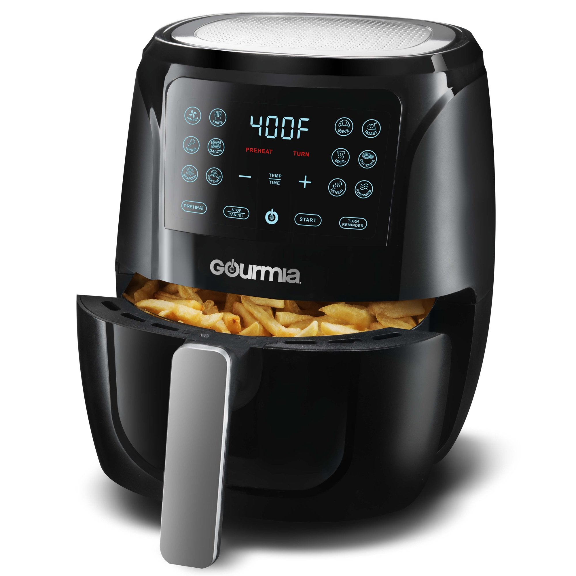 Friteuse à air numérique Gourmia 4 pintes en acier inoxydable, noire