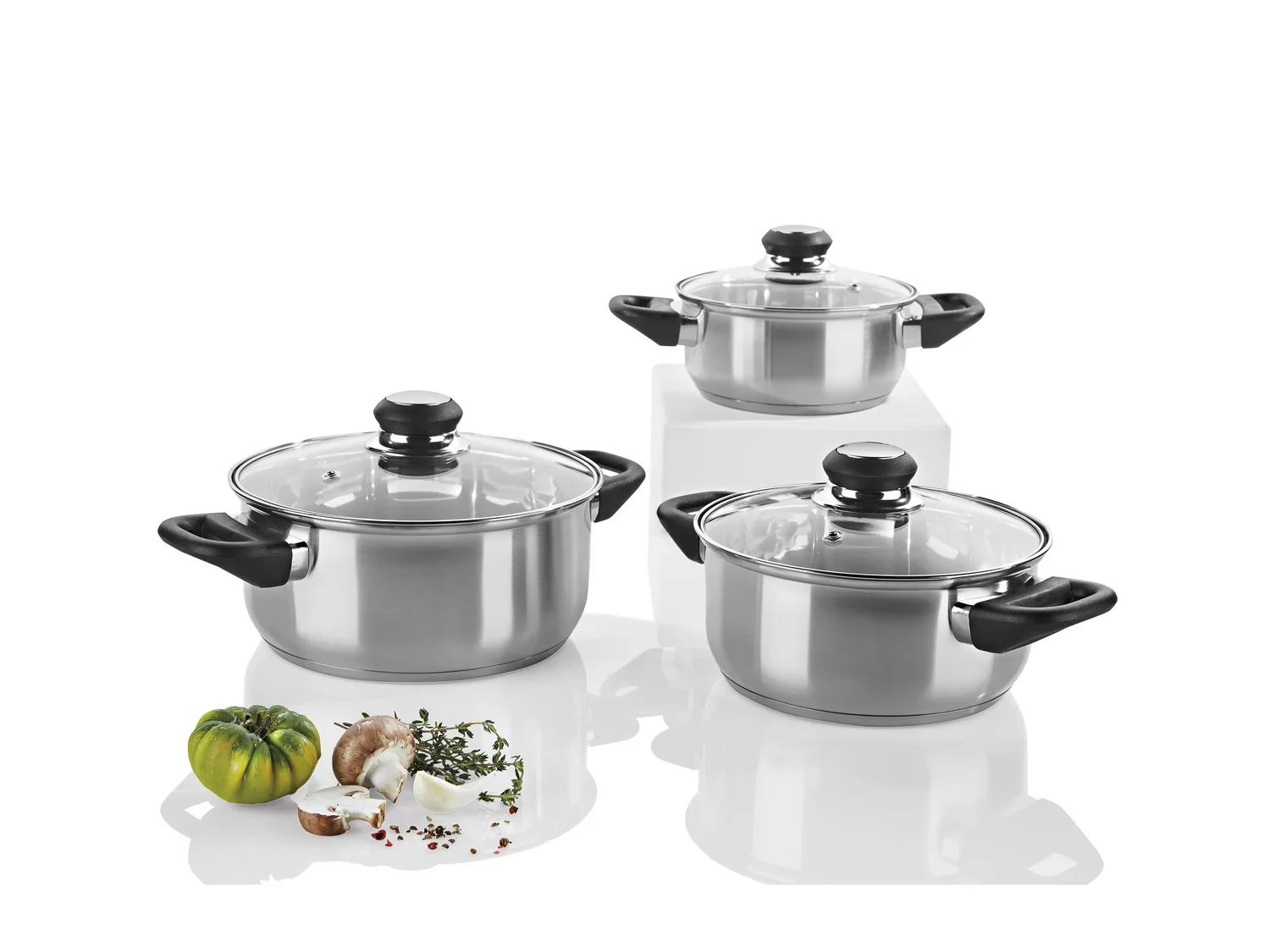 ERNESTO Set de 3 faitouts en acier inoxydable