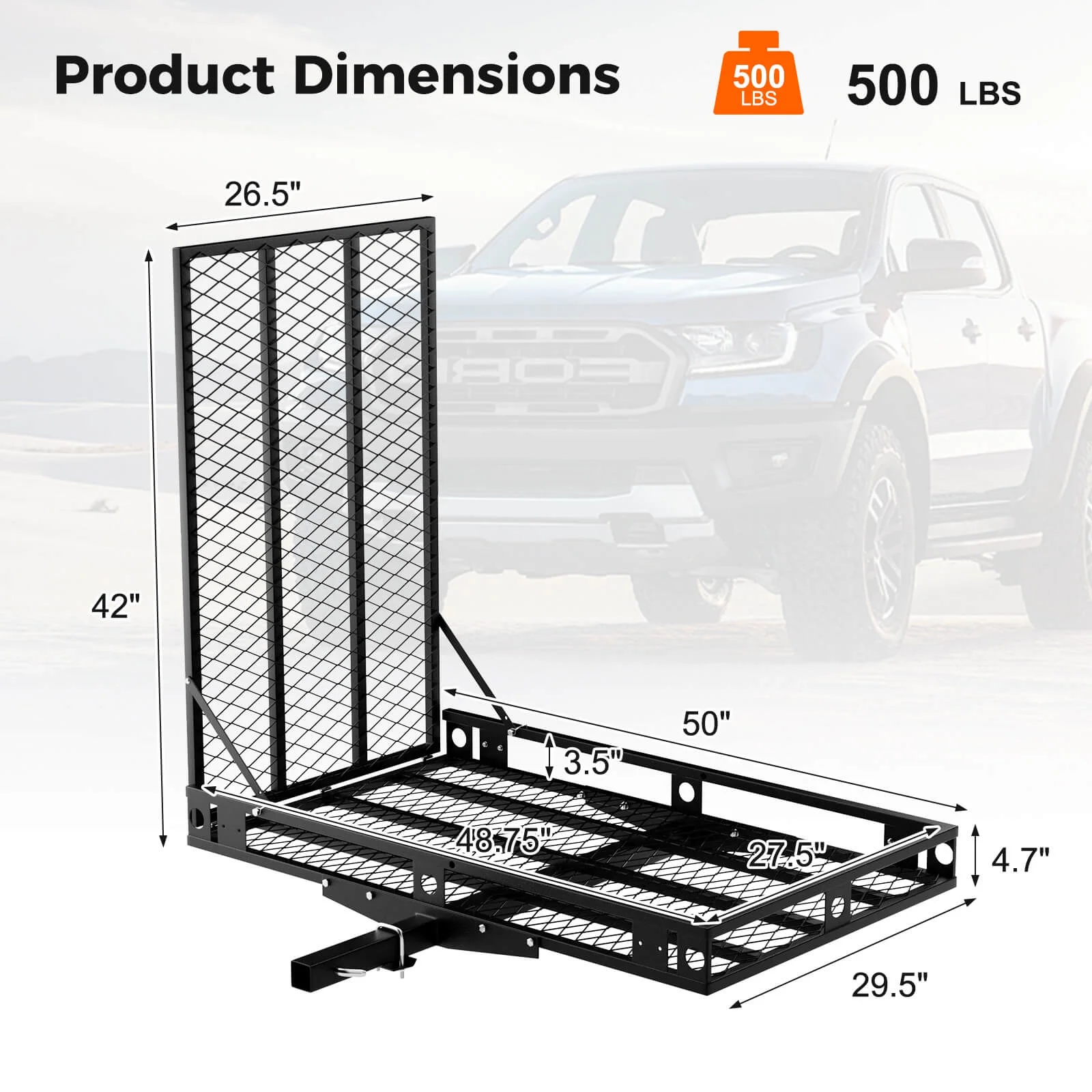 Costway 500 lb Strong Wheelchair Hitch Carrier Mobility Electric Scooter Loading Ramp