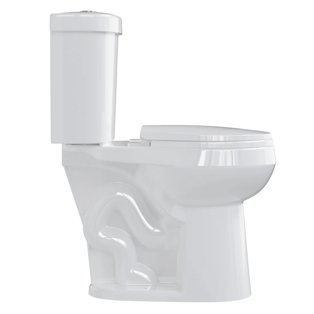 21" Toilet, Two-Piece Toilet, ADA Toilet with Dual Flush, Elongated Toilets for Bathrooms with Soft Close Seat, Universal Height with 1.28 Siphonic Flush Cotton White(21"High-Elongated/Top Switch) - Image 8