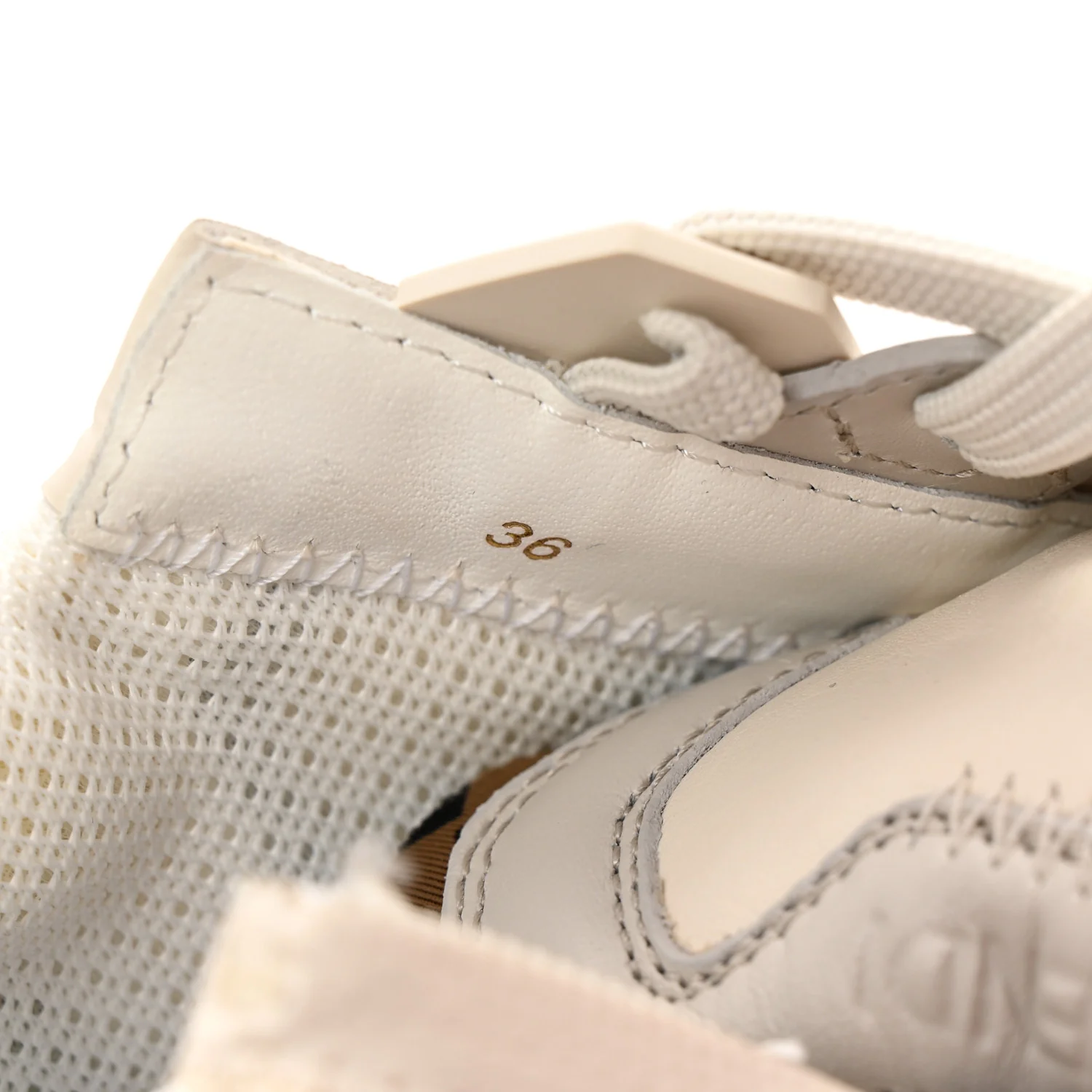 Calfskin Fabric FF Fendi Flow Low Top Sneakers 36 White