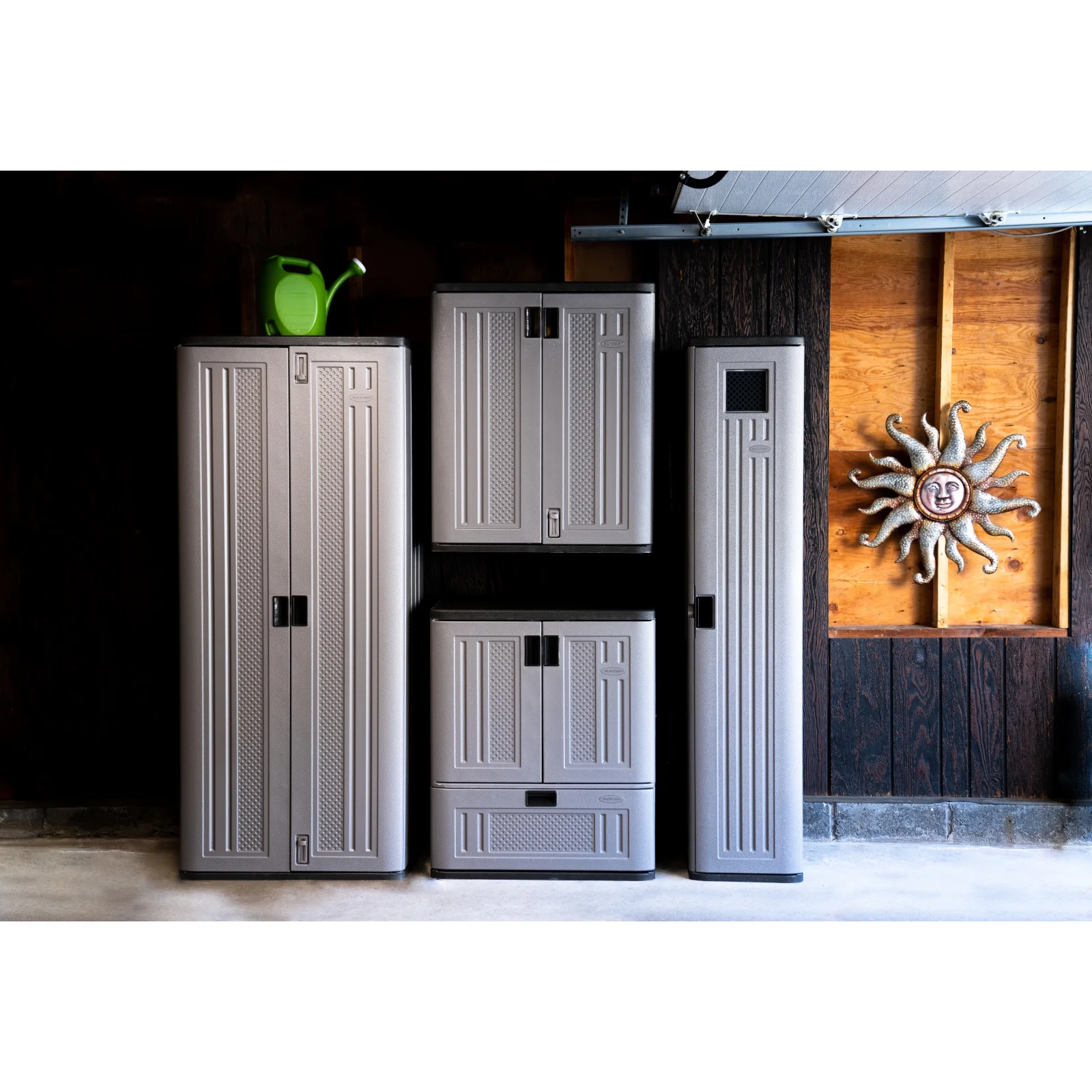 72" Resin Outdoor Storage Cabinet with 3 Shelves, Platinum Metallic Image 5