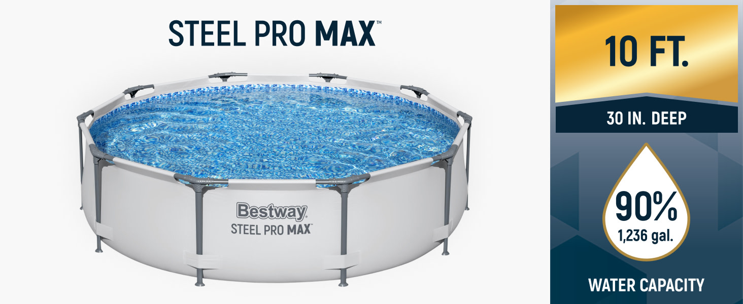 Bestway Steel Pro MAX 10'x30" Round Above Ground Outdoor Swimming Pool with Pump FI 1
