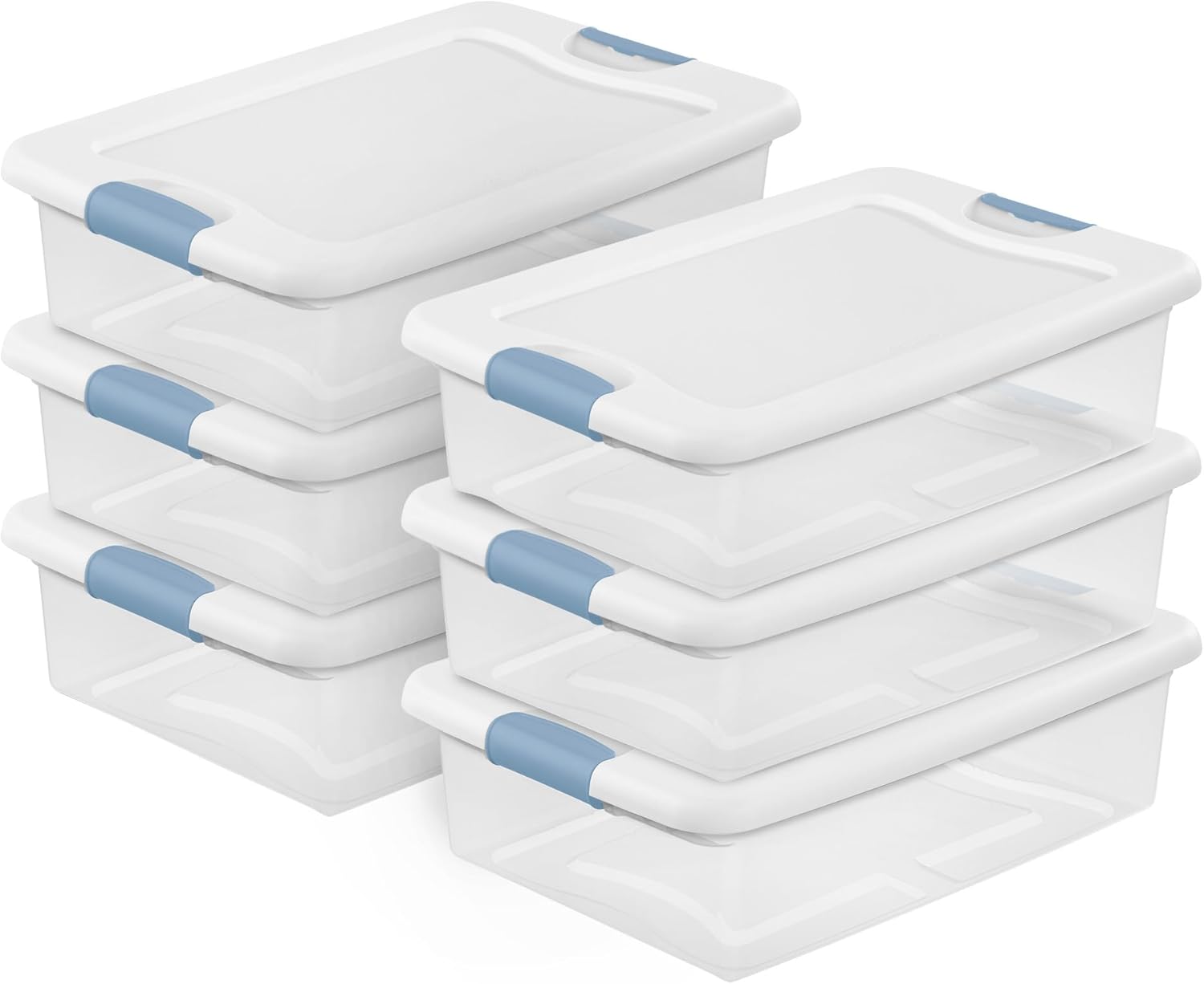 Sterilite Latching Box with Lids for Home and Office, 32 Quart, 6-Pack