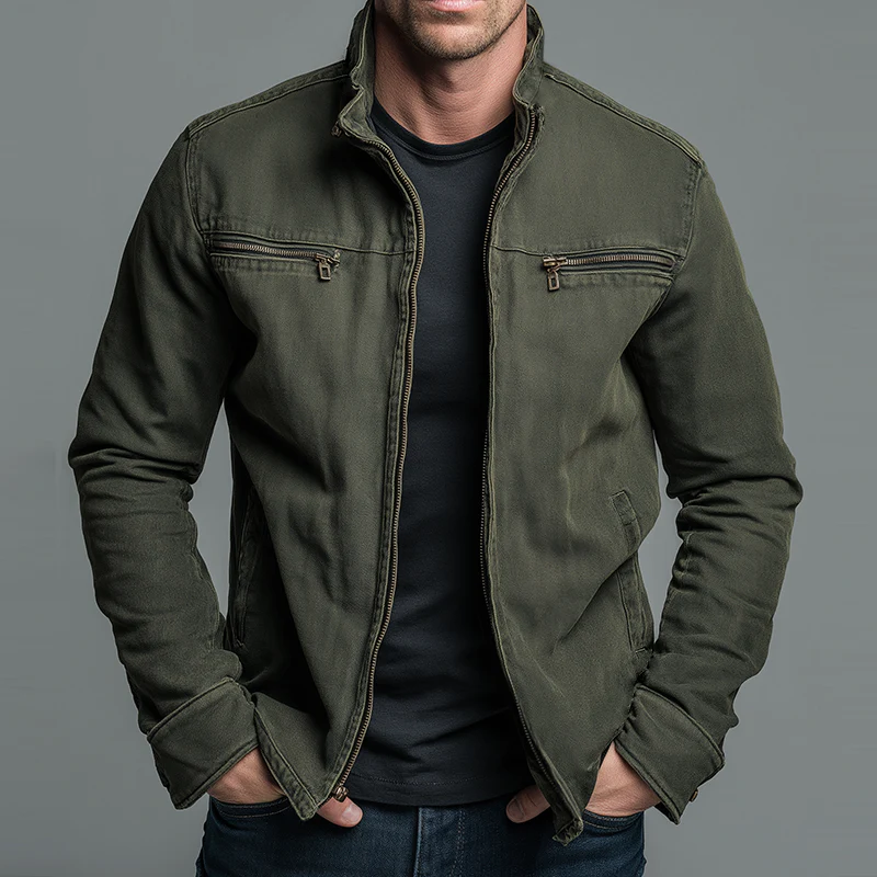 LOUIS | Veste en coton vintage à fermeture zippée