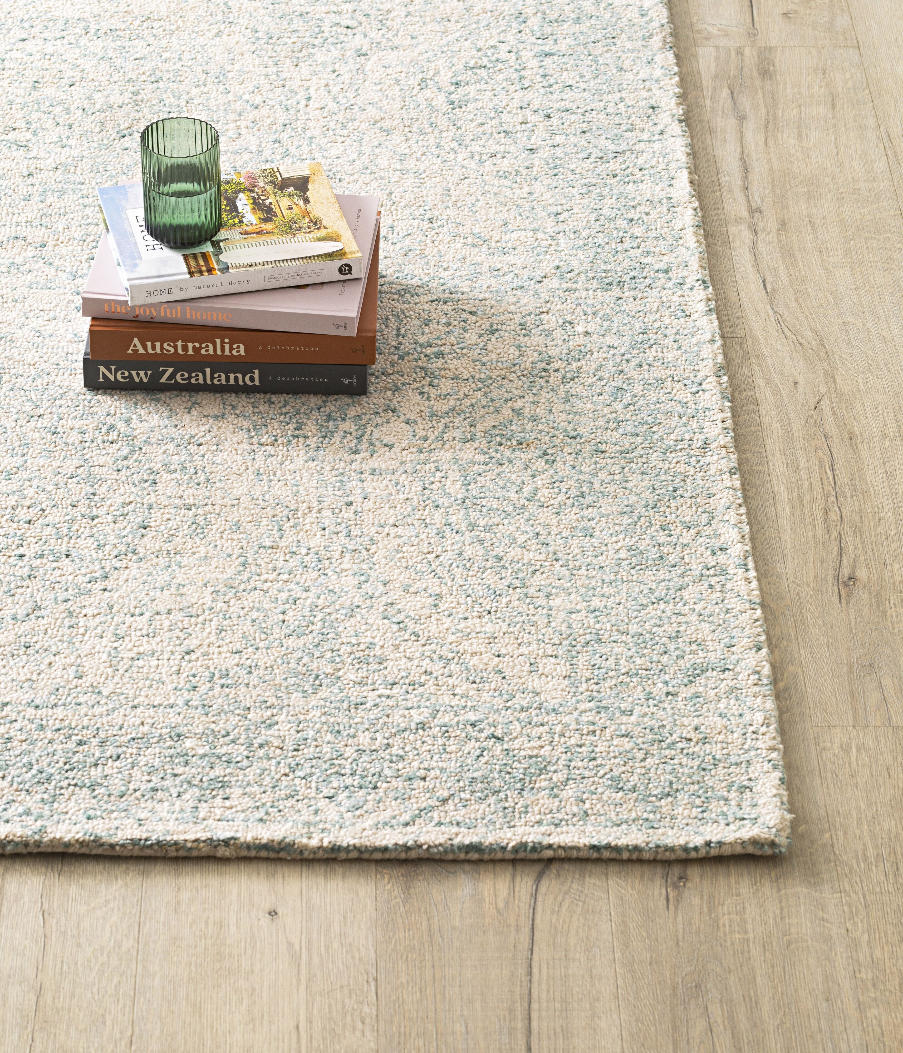 Marrakesh Mandala Hand-Tufted Wool Blend Blue & Cream Rug 240x150cm
