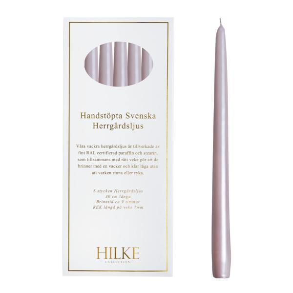 Herregårdslys 30 cm 6 stk blekrosa perle