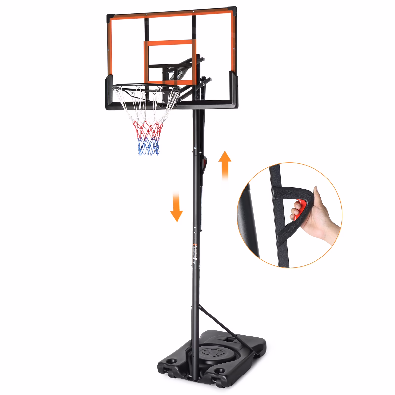Ktaxon 4.4 - 10FT Portable Basketball Hoop, 44 in PC Backboard, Basketball Goal System Outdoor Indoor