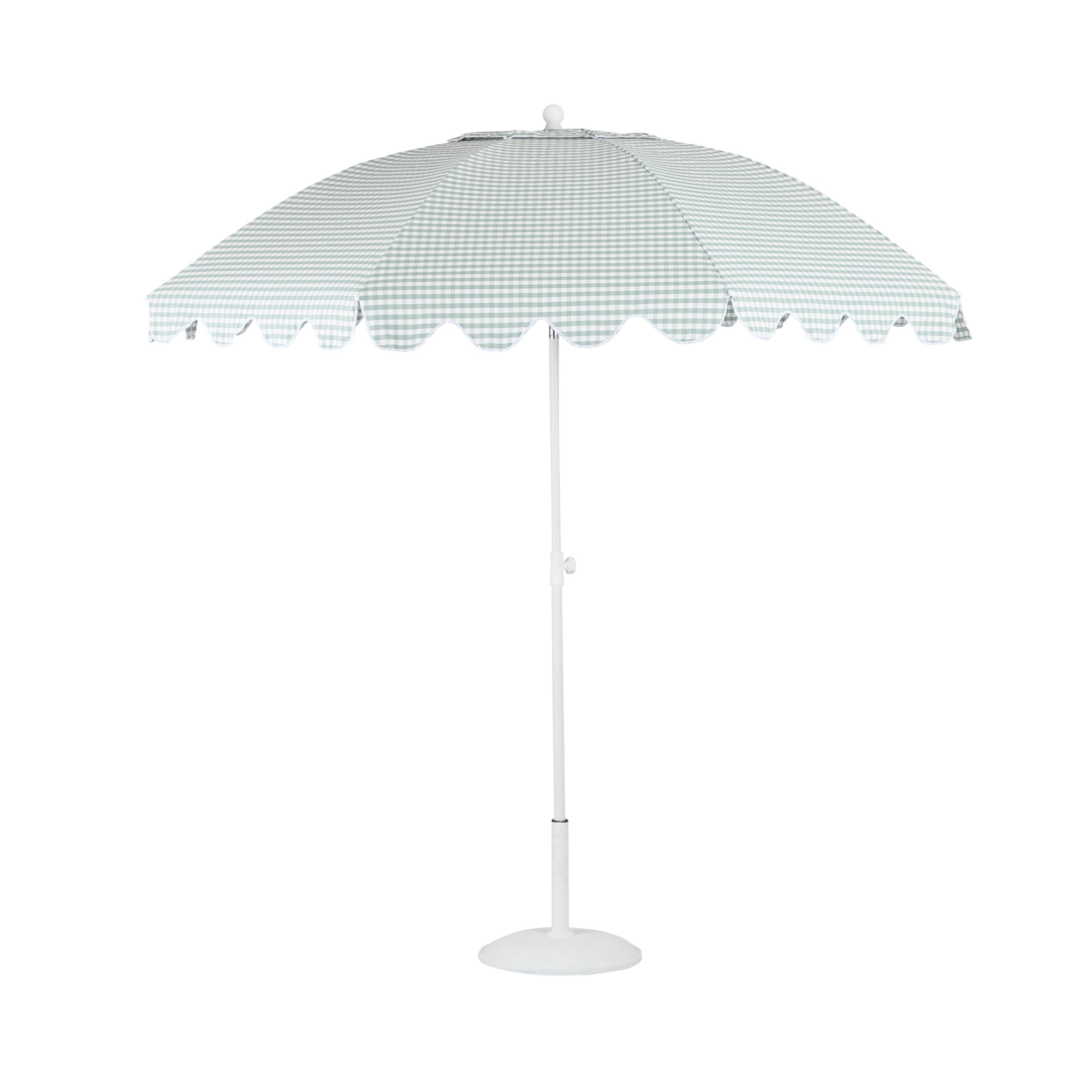 Amalfi Umbrella Scallop Edge Green/White Gingham
