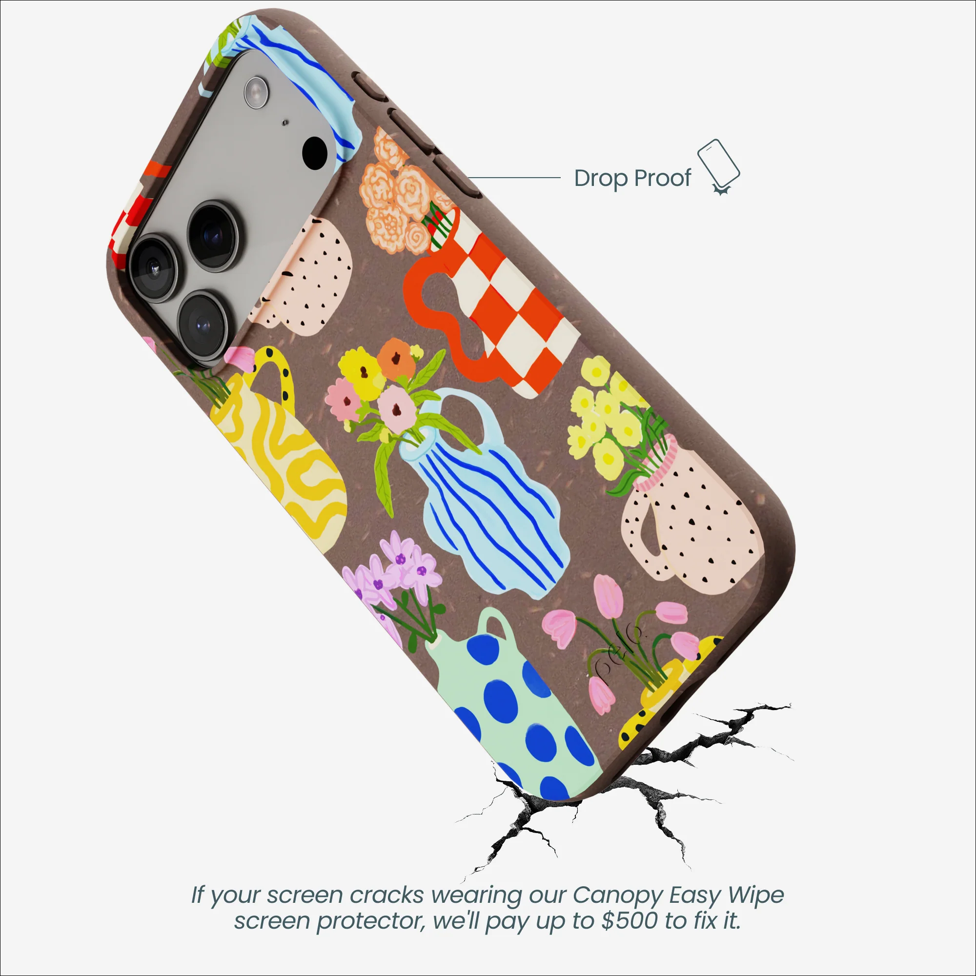 Chocolate Brown Bloom Ceramics iPhone 17 Pro Max Case