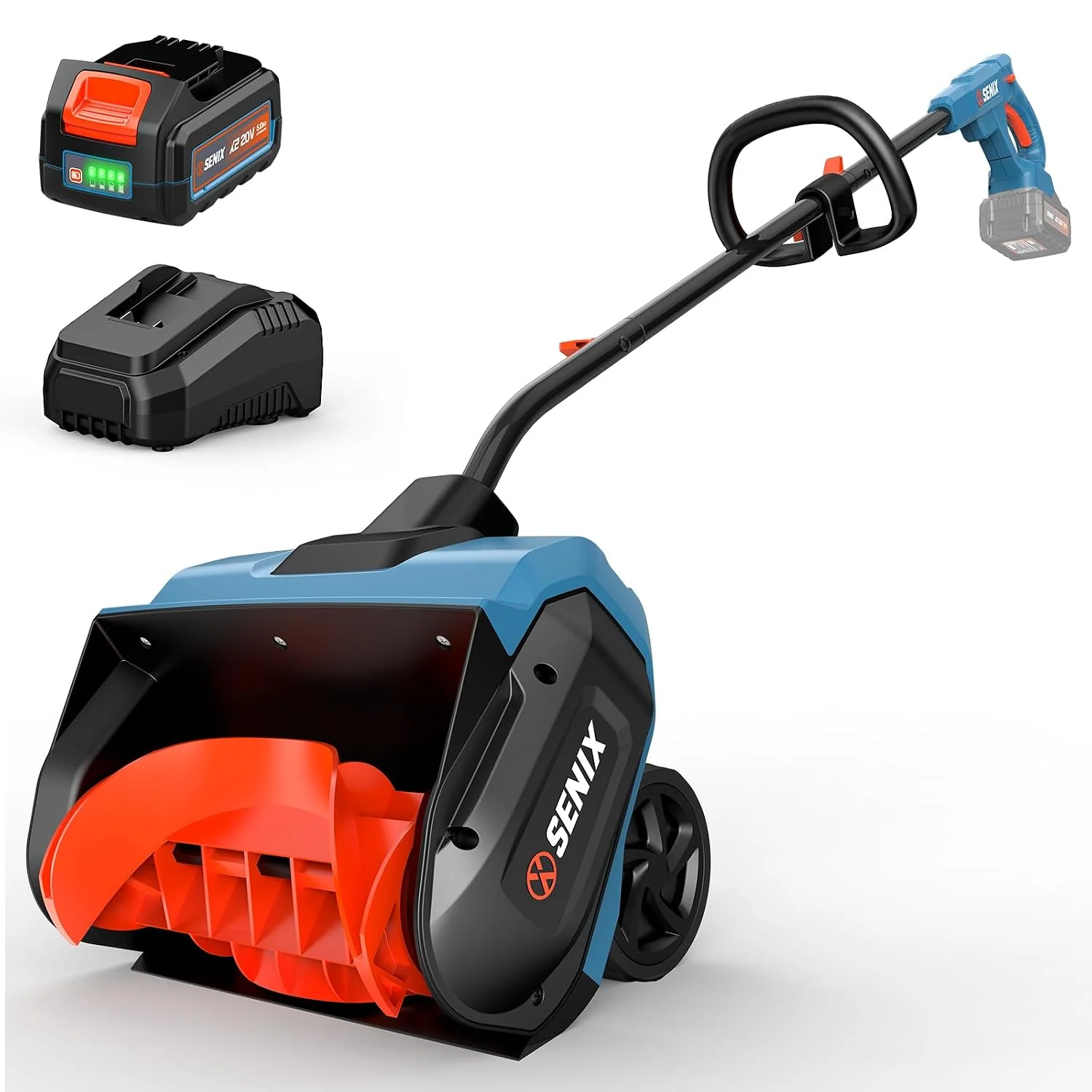 SENIX 20V Cordless Snow Shovel with Wheels, 13-Inch | 6-Inch | 5000mAh
