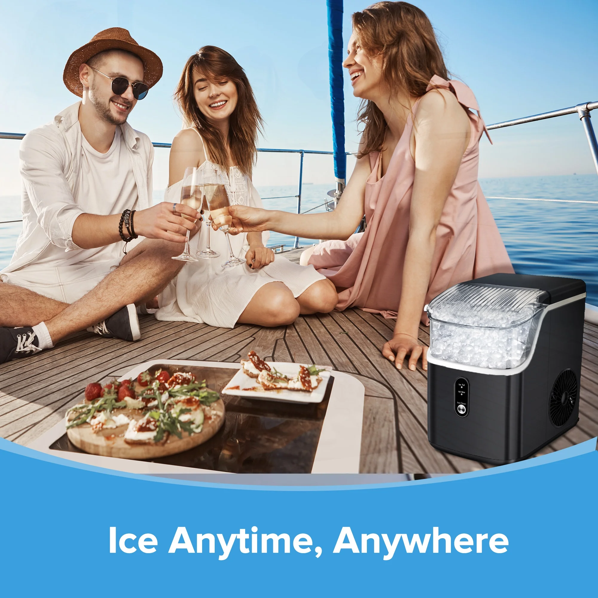 Nugget Ice Maker Countertop, Pebble Ice Maker Machine with 35lbs/24H Soft Ice, Self Cleaning, for Home/Kitchen/Office (Black)(Black) Image 7