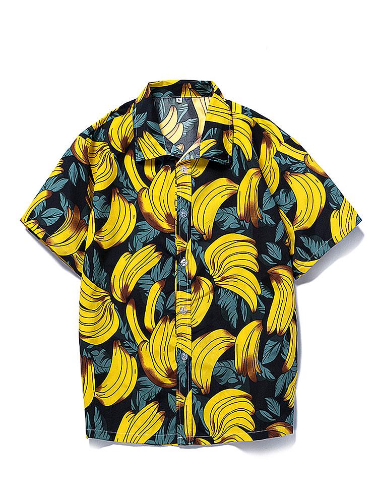 Chemise et short de bain à imprimé banane