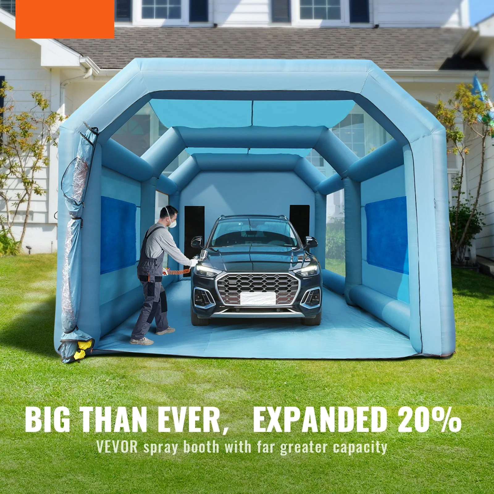Inflatable Paint Booth 26x15x11ft Inflatable Spray Booth Car Paint Tent with 750W+950W Filter System Blower - Image 2