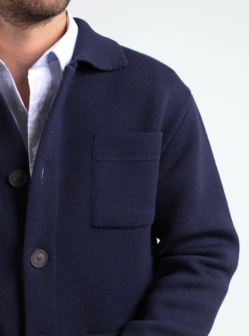 Veste homme en laine bleu marine