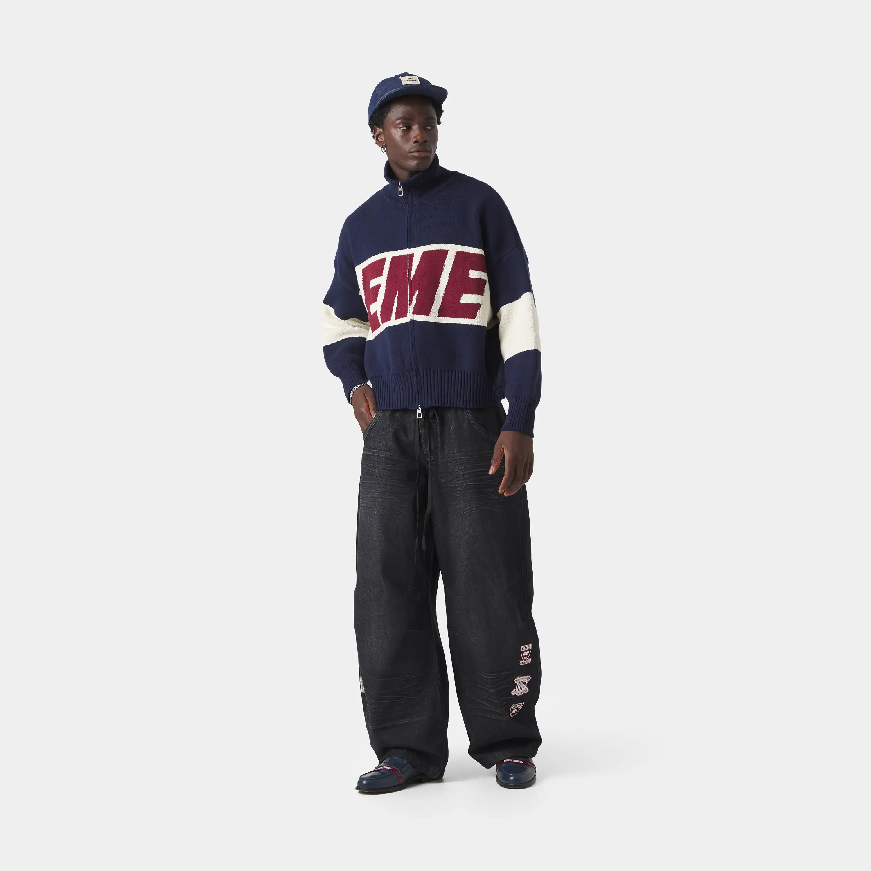 Thrill Navy Zipper Knit