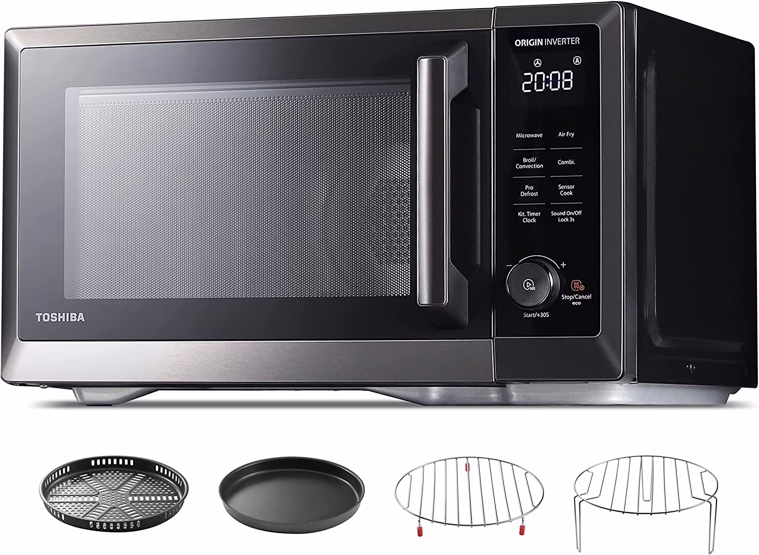7-in-1 Countertop Microwave Oven Air Fryer Combo, Inverter, Convection, Broil, Speedy Combi, Even Defrost, Humidity Sensor, Mute Function, 27 Auto Menu47 Recipes, 1.0 cu.ft/30QT, 1000W(MASTER Series 7 in 1 Premium Microwave Black)