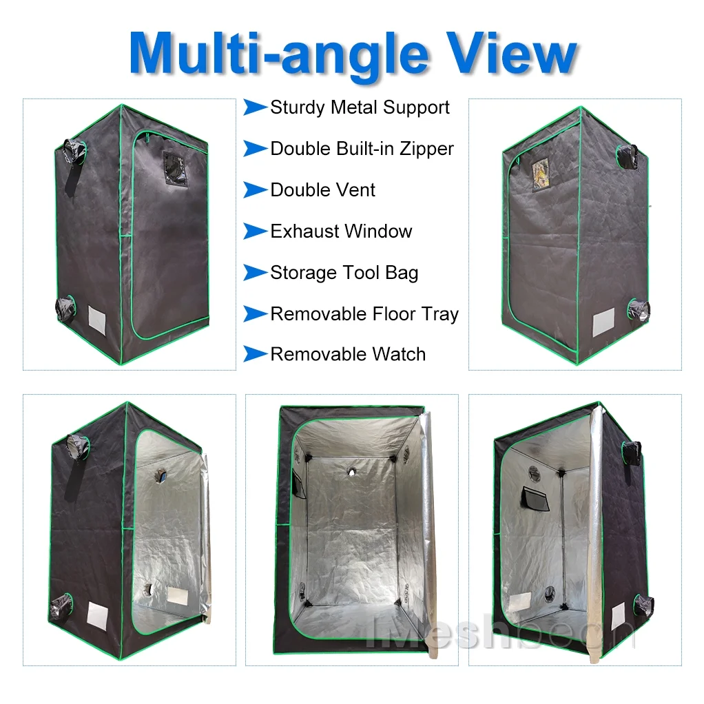 48" x 48" x 80" Grow Tent Kit with Full Spectrum LED Plant Growth Lamp, Air Ventilation Filter System Thermostat - Image 4