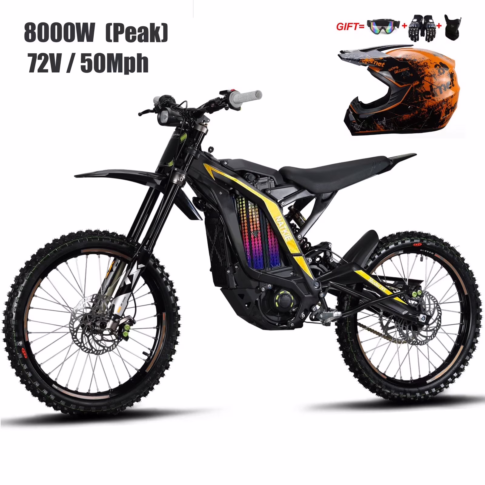 Electric Motorcycle Bike for Adults, Electric Dirt Bike 8000W(Peak) Mid - Mounted Motor 72V/30AH Removable Battery, Max Speed 50MPH/76miles Off Road Electric Mountain Bike, Dual LED Headlight