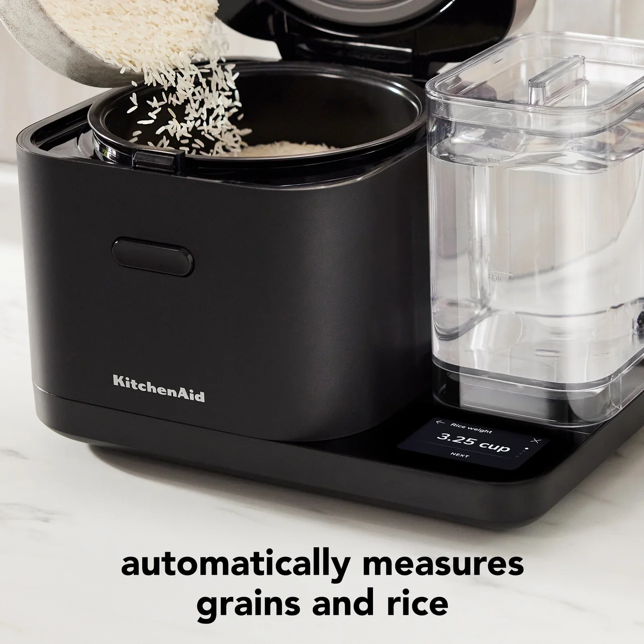 Kitchenaid Grain and Rice Cooker 8 Cup with Automatically Sensing Integrated Scale + Water Tank, KGC3155BM