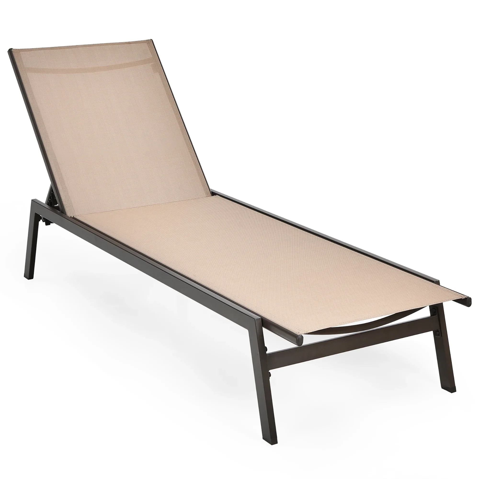 Costway  Patio Lounge Chair Chaise Recliner Back Adjustable Garden Deck Brown
