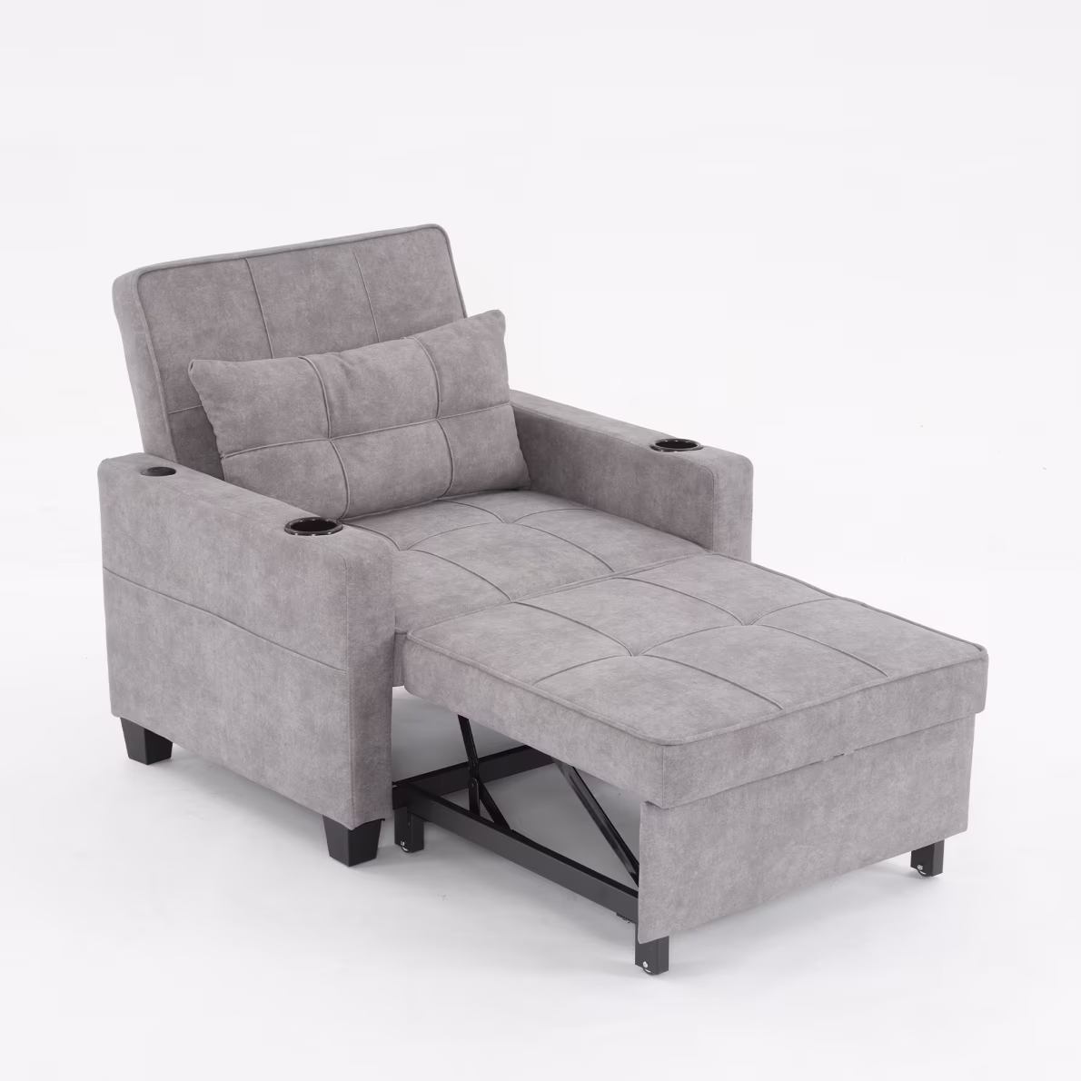 Convertible Futon Sofa Bed, 3 in 1 Multi Functional Sleeper Chair Bed with USB Ports, Adjustable Backrest Recliner,for Living Room Bedroom Small Space, Tech Cloth, Dark Grey(Tech cloth/Dark Grey) Image 5