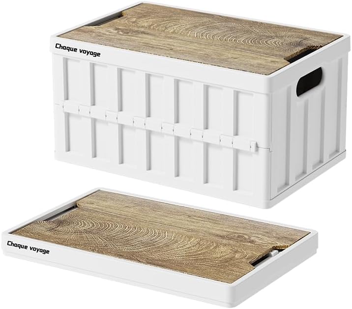 7.93-13.21 gallon large capacity camping folding box storage box organizing box, suitable for home, outdoor camping, car use - black, white, green (White stripes, 16.5x11x8.6)