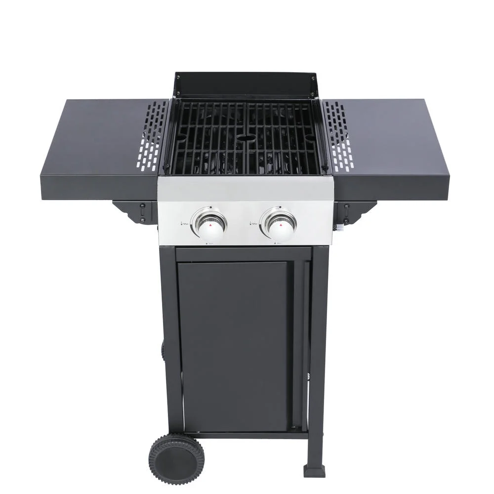 GVN Garden Grill, Patio Backyard Barbecue Grill,2-Burner Propane Gas BBQ Grill, Pizza Box, 24600BTU Output With Wire Enamel Cooking Grids
