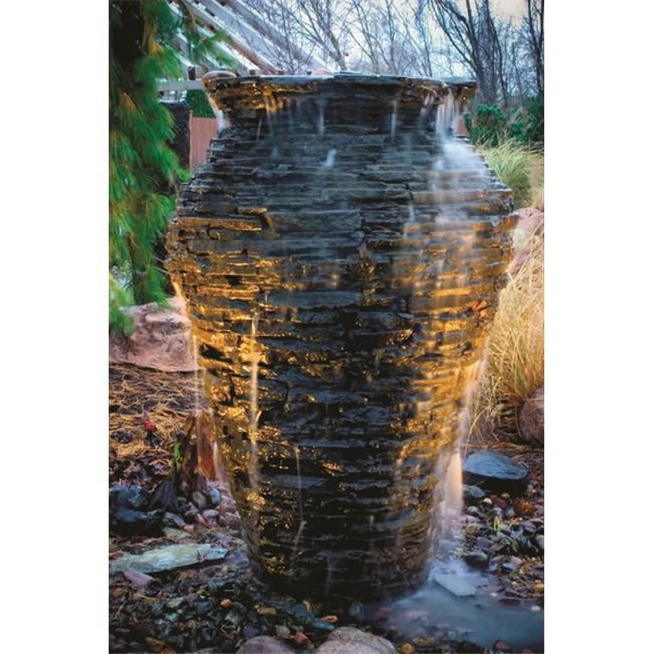 Medium Stacked Slate Urn Landscape Fountain Kit