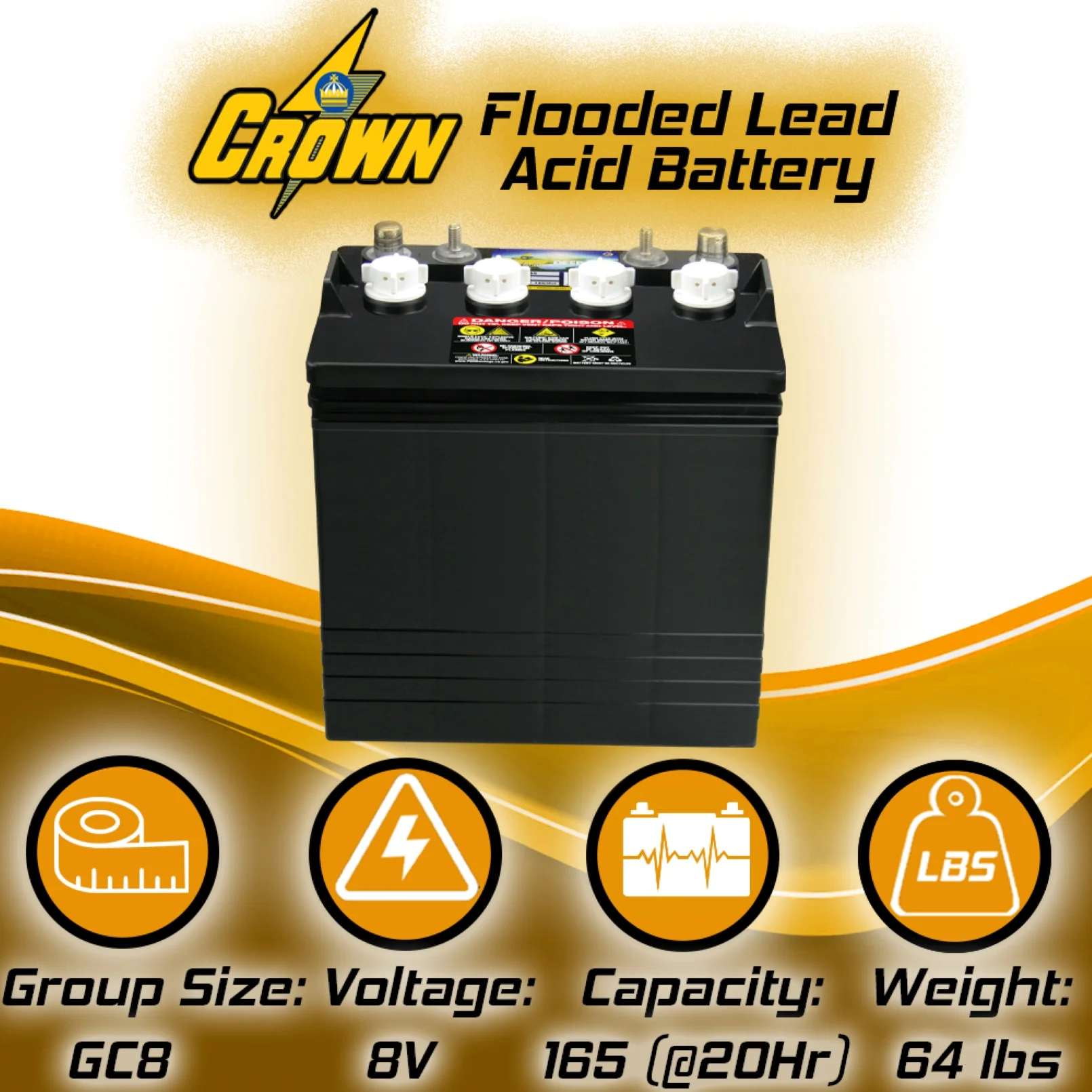 CR-165 8V Deep-Cycle Flooded Battery replaces Trojan T-875 X4 - Image 3
