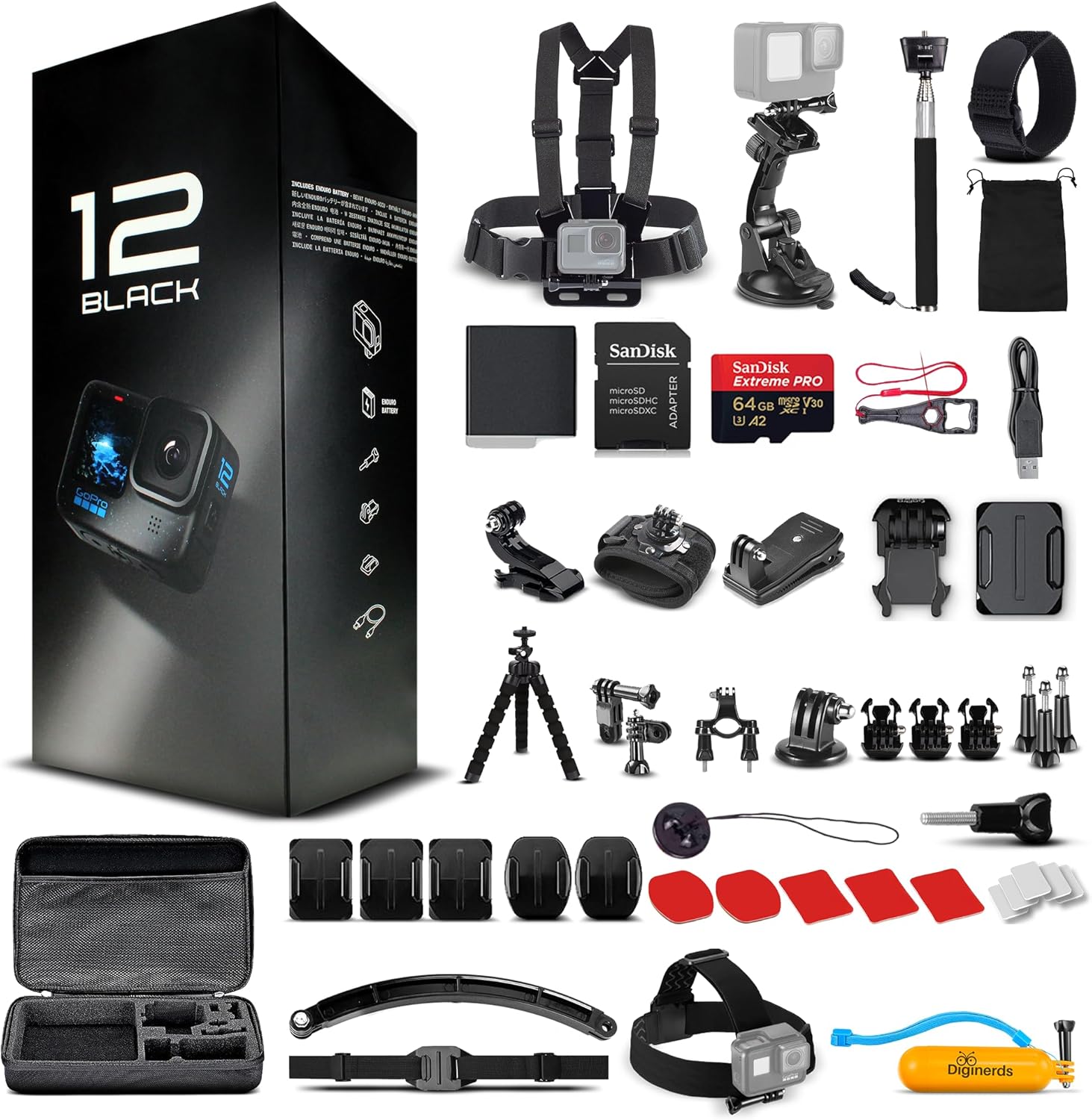 GoPro HERO12 (Hero 12) Black - Waterproof Action Camera with 5.3K HDR Video  27MP Photos  1/1.9