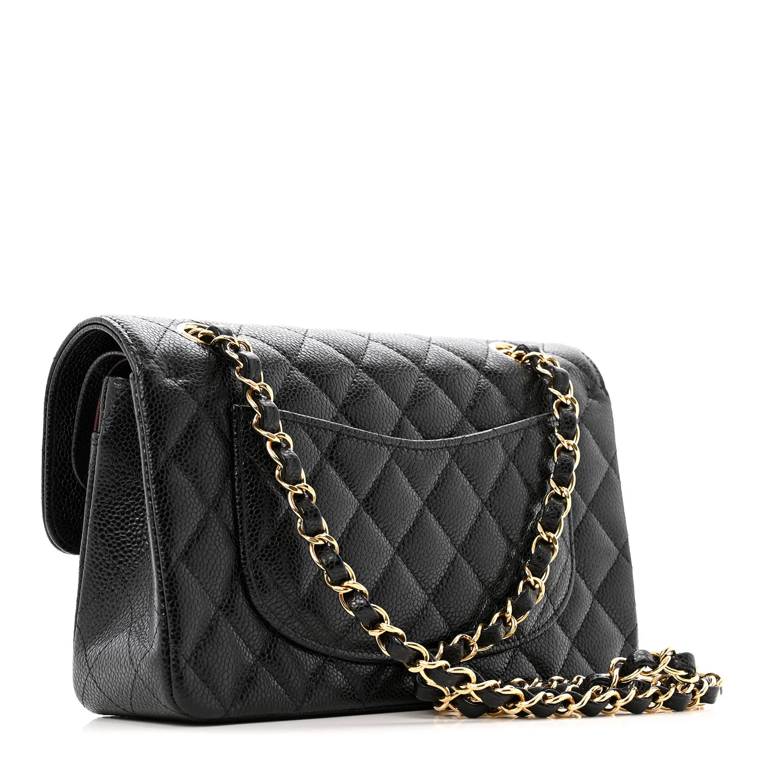 Caviar Quilted Small Double Flap Black