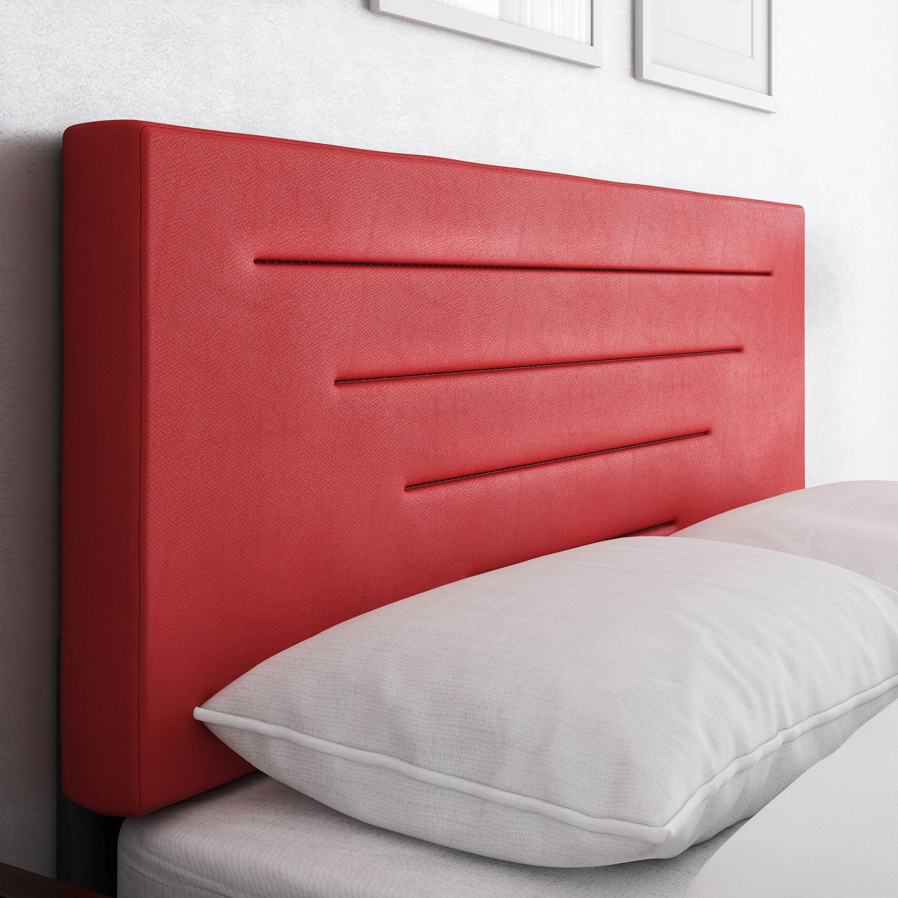 Boyd Sleep Luxembourg Upholstered Faux Leather Platform Bed, Queen, Red(Twin/Black)