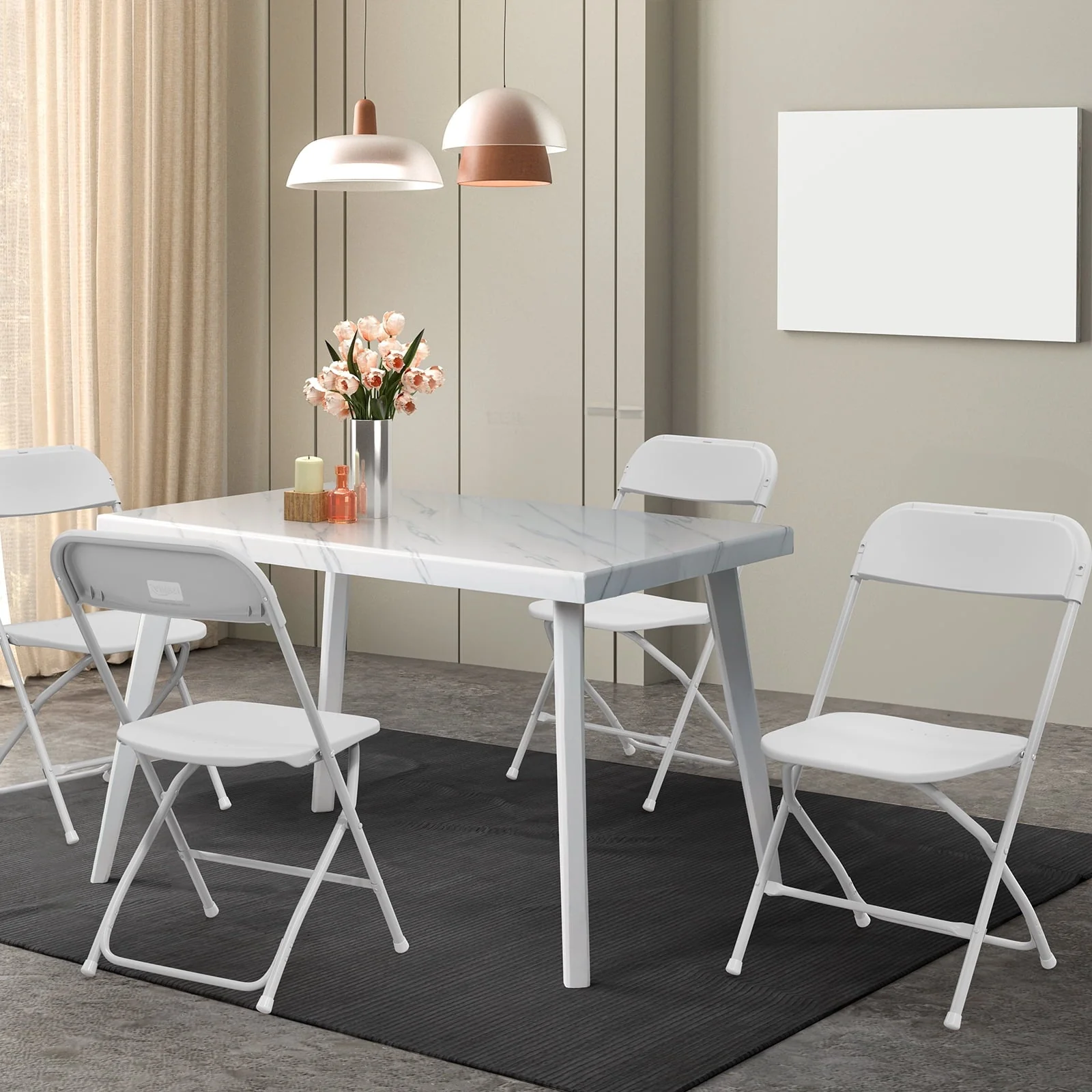 10 Pack White Plastic Folding Chair, Indoor Outdoor Stackable Seat - Image 8