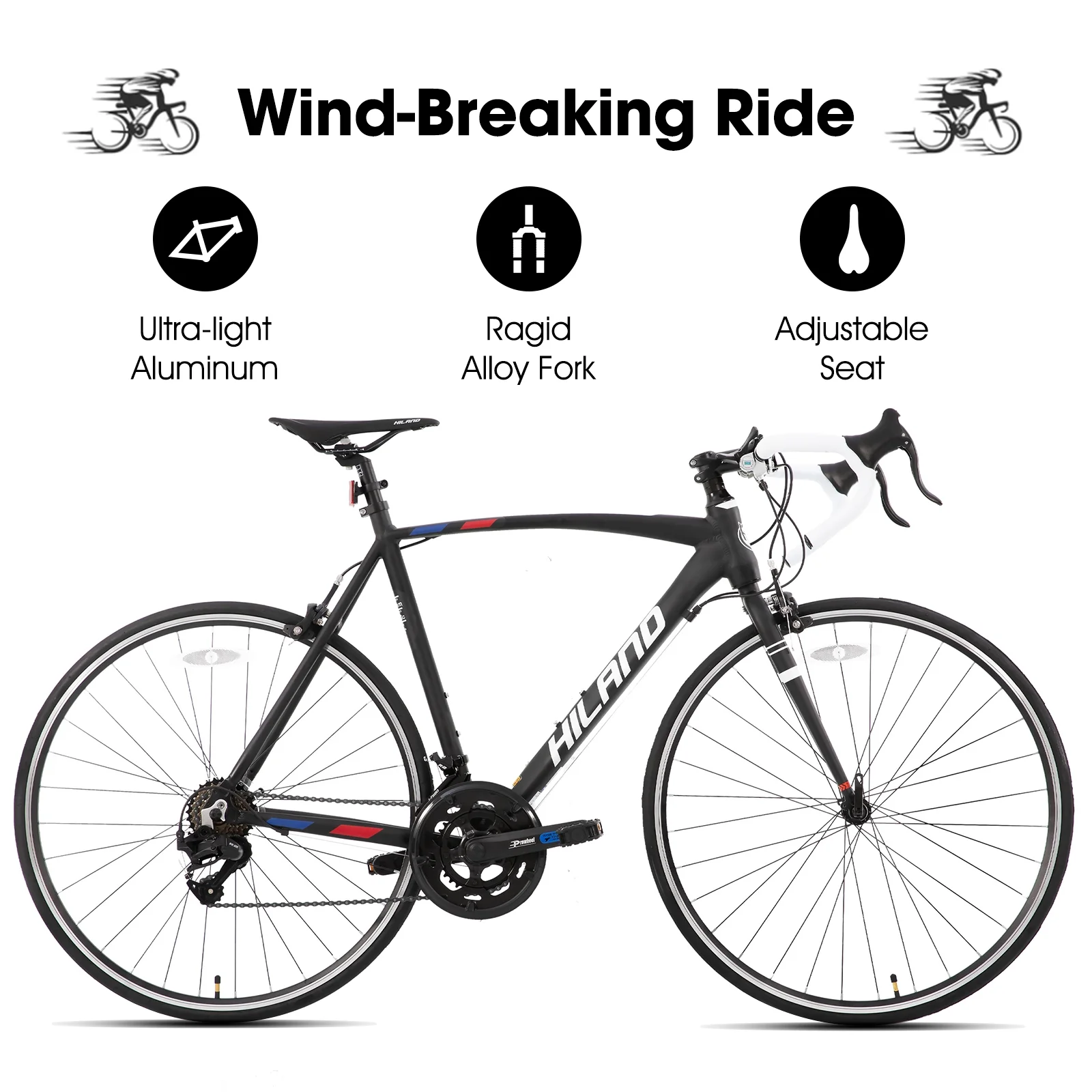 Hiland Road Bike, Shimano 14 Speeds, Light Weight Aluminum Frame, 700C Racing Bike for Men