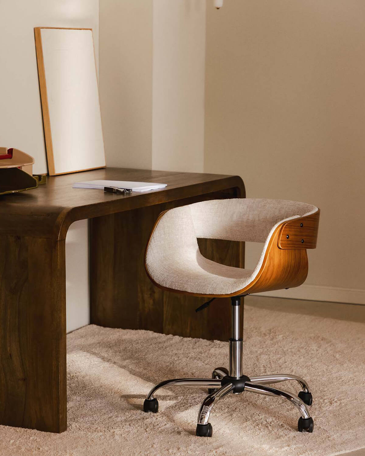 Berlin - Silla de Escritorio Regulable de Madera y Tela Berlin
