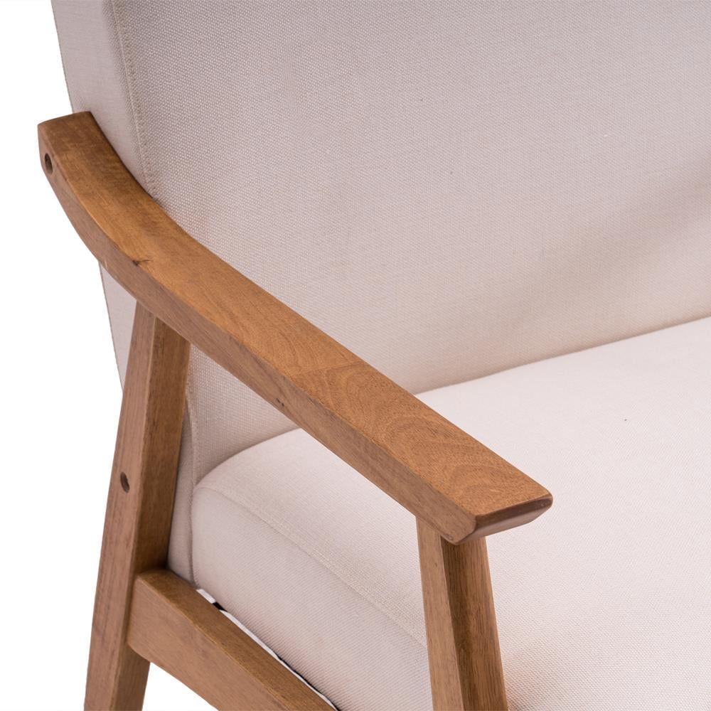 Ktaxon Mid - Century Modern Arm Chair with Solid Wood Frame, Lounge Chair Club Chair, Beige