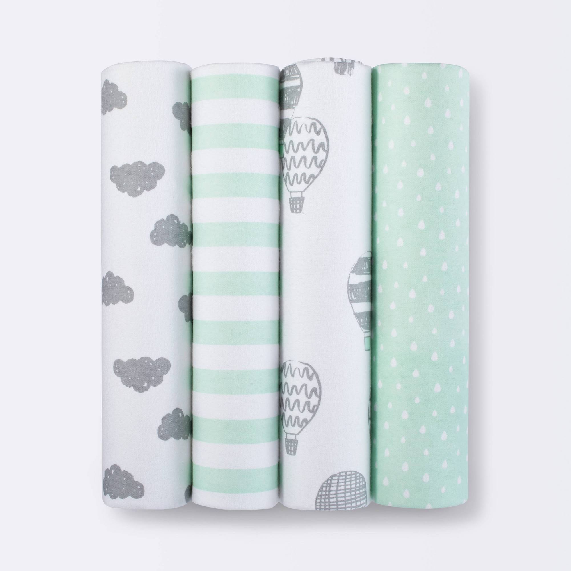 Flannel Baby Blanket in The Clouds 4pk - Cloud Island Green