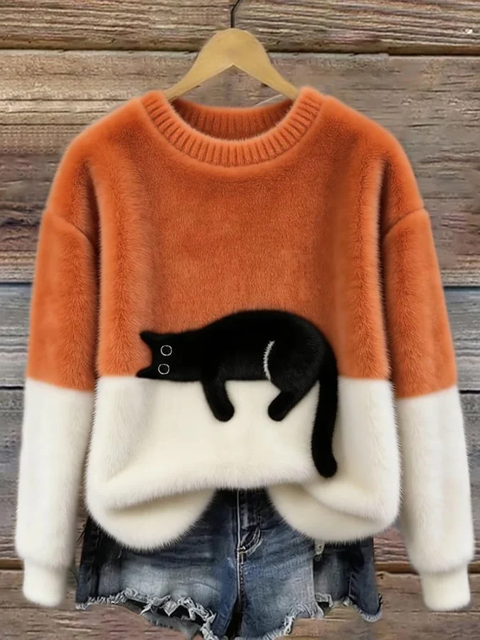 Luna | Sweat Femme avec Motif de Chat