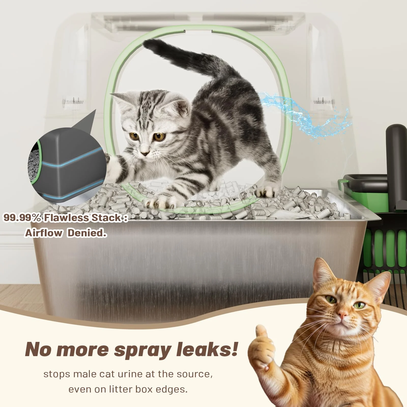 AECOJOY Extra Large Enclosed Stainless Steel Cat Litter Box Enclosure with Lid