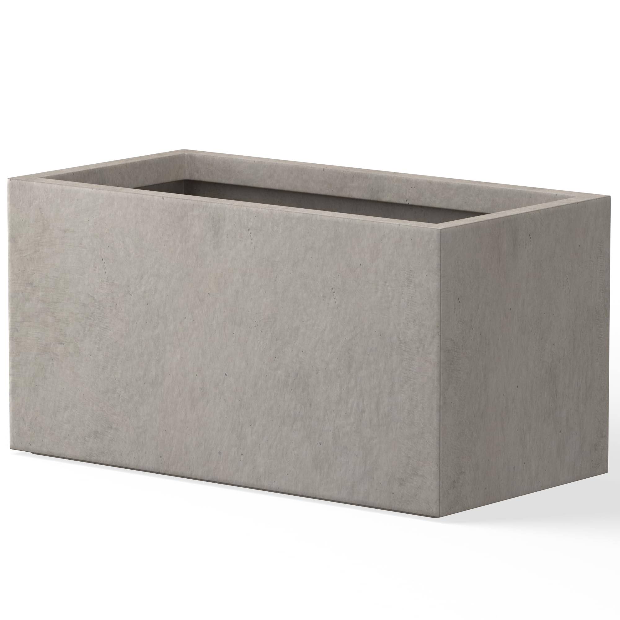 Kante RF0104A-C80021-2 Lightweight Durable Modern Rectangle Outdoor Planter, Weathered Concrete