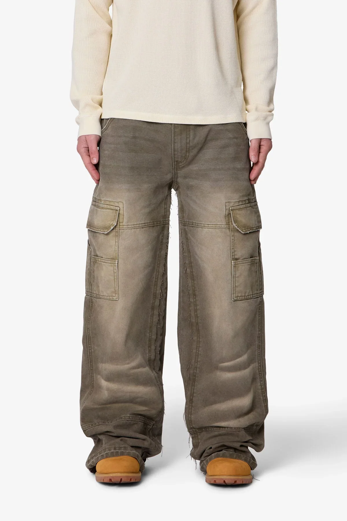 Double Knee Cargo Pants - Olive