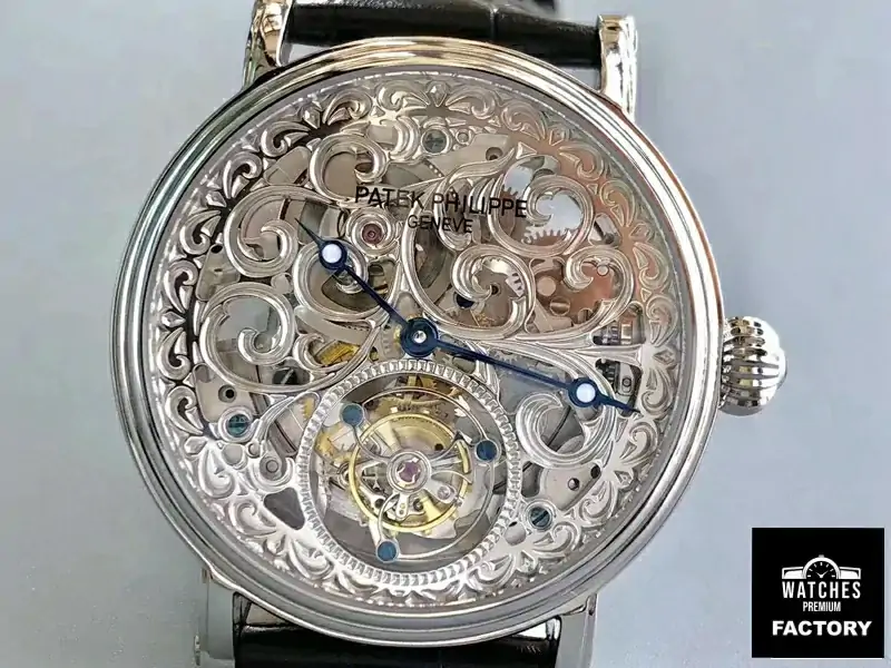Patek Philippe Tourbillon 316L Stainless Steel Skeleton Dial