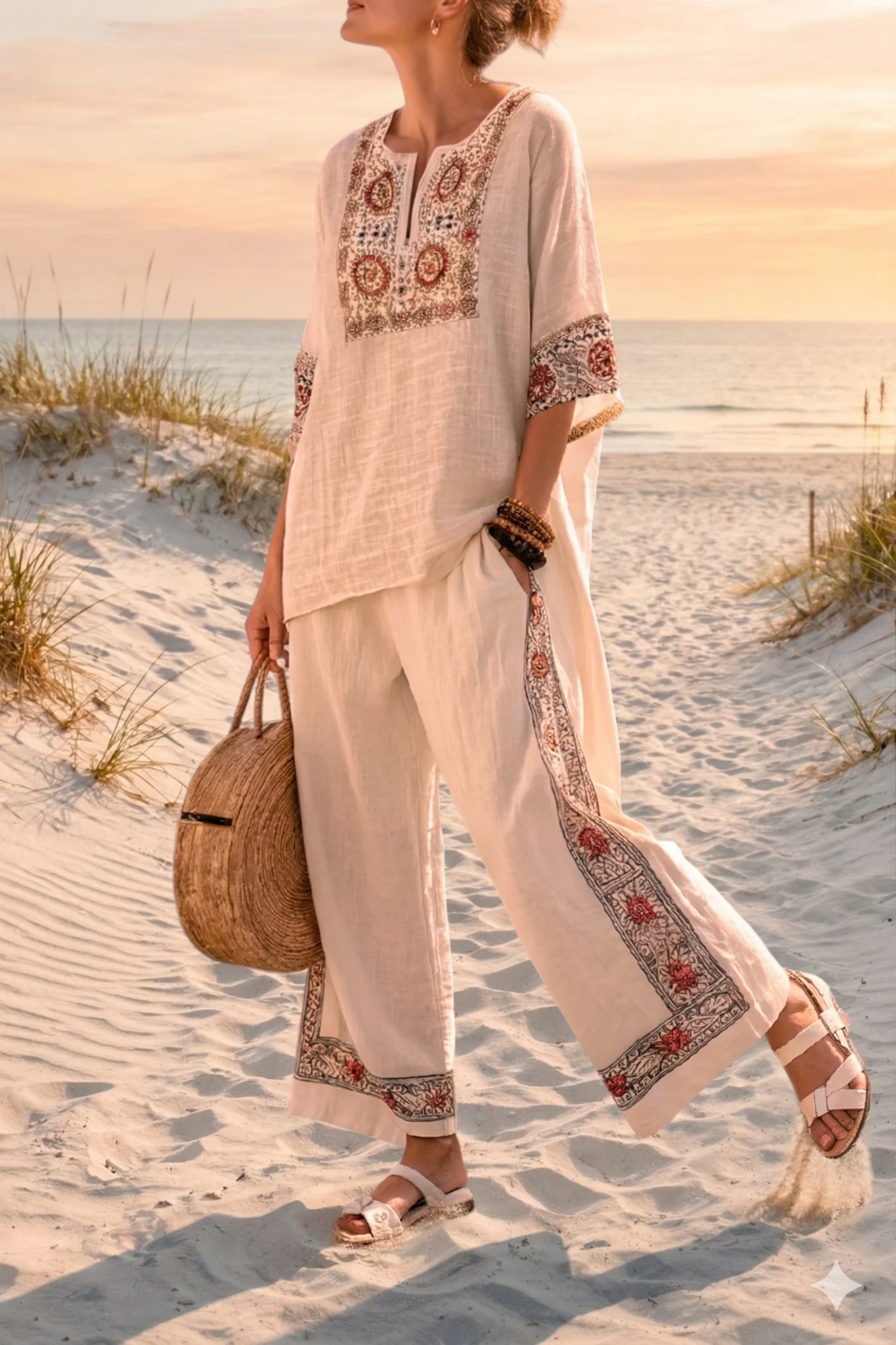Tiziana – blouse brodée essentielle et pantalons larges